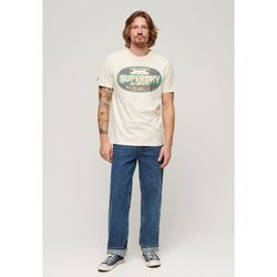 Camiseta m/c con logotipo branding y efecto delavado Superdry Bone White