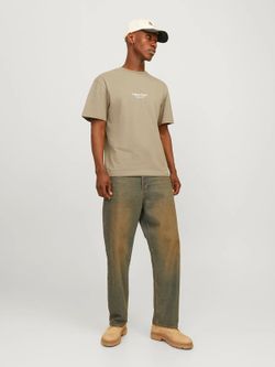 Camiseta m/c con pequeñas letras branding engomadas Jack & Jones Silver