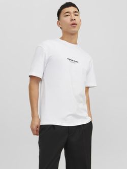 Camiseta m/c con pequeñas letras branding engomadas Jack & Jones Bright White