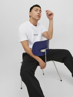 Camiseta m/c con pequeñas letras branding engomadas Jack & Jones Bright White