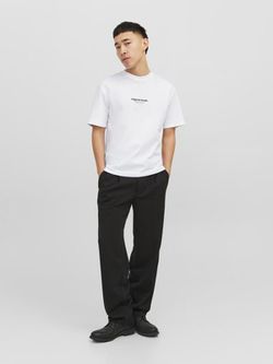 Camiseta m/c con pequeñas letras branding engomadas Jack & Jones Bright White