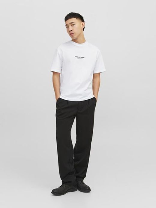 Camiseta m/c con pequeñas letras branding engomadas Jack & Jones Bright White
