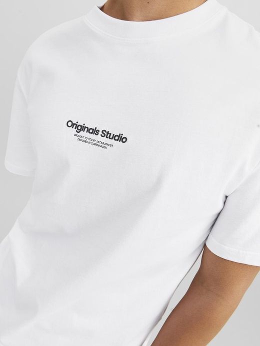 Camiseta m/c con pequeñas letras branding engomadas Jack & Jones Bright White