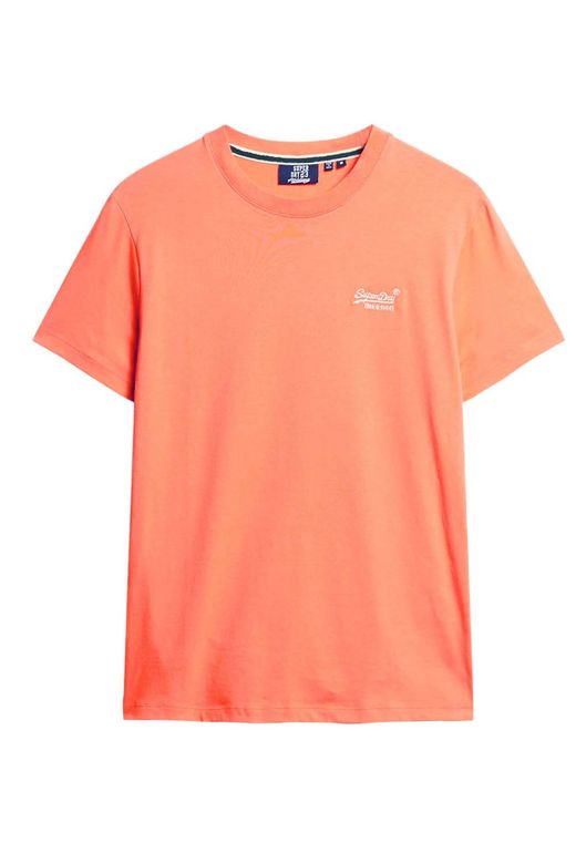 Camiseta m/c con pequeño logotipo branding bordado Superdry Coral