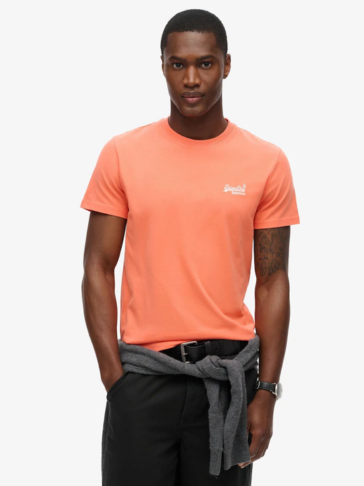 Camiseta m/c con pequeño logotipo branding bordado Superdry Coral