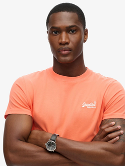 Camiseta m/c con pequeño logotipo branding bordado Superdry Coral
