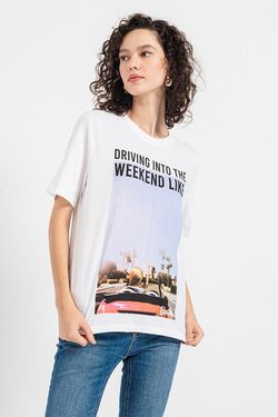 Camiseta m/c con print multicolor Only Bright White