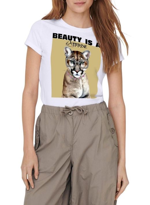 Camiseta m/c con print Beauty Only Bright White