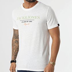 Camiseta m/c con print branding Jack & Jones Cloud Dancer