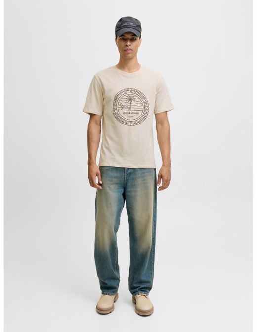Camiseta m/c con print branding Jack & Jones Moonbean