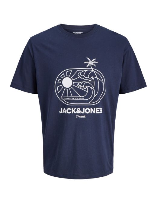 Camiseta m/c con print branding Jack & Jones Navy Blazer