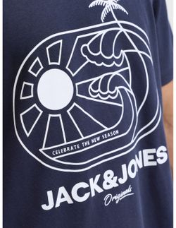 Camiseta m/c con print branding Jack & Jones Navy Blazer