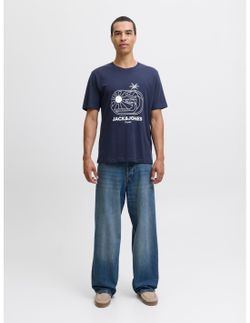 Camiseta m/c con print branding Jack & Jones Navy Blazer