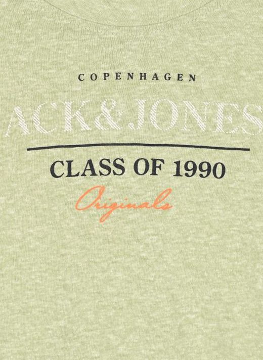 Camiseta m/c con print branding Jack & Jones Oil Green