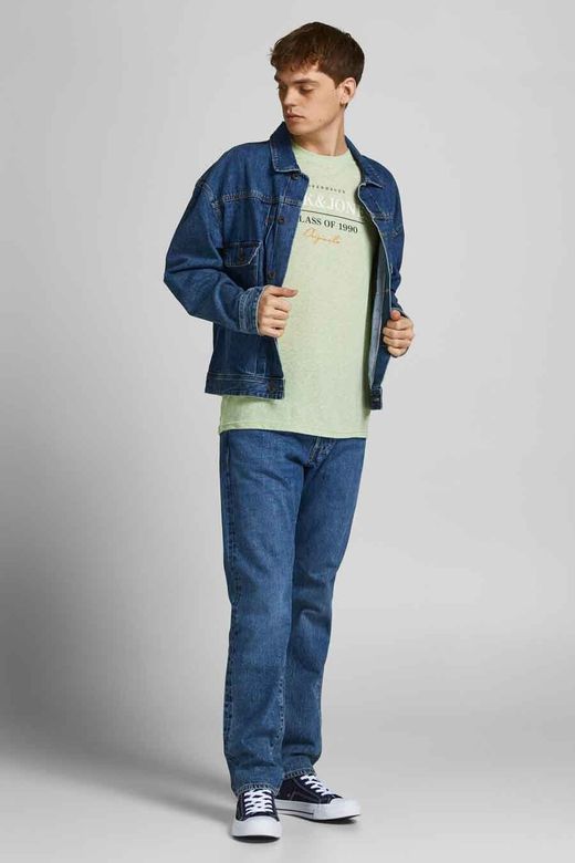 Camiseta m/c con print branding Jack & Jones Oil Green