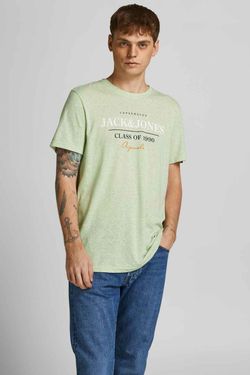 Camiseta m/c con print branding Jack & Jones Oil Green