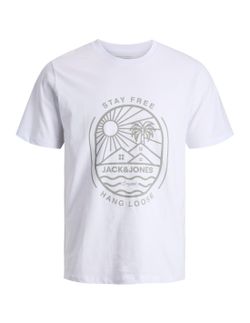 Camiseta m/c con print branding Jack & Jones White