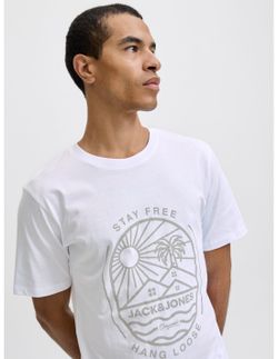 Camiseta m/c con print branding Jack & Jones White