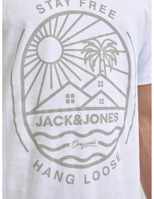 Camiseta m/c con print branding Jack & Jones White