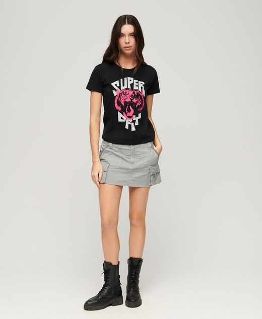 Camiseta m/c con print branding Superdry Jet Black