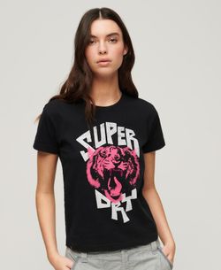 Camiseta m/c con print branding Superdry Jet Black