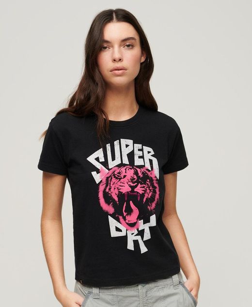 Camiseta m/c con print branding Superdry Jet Black