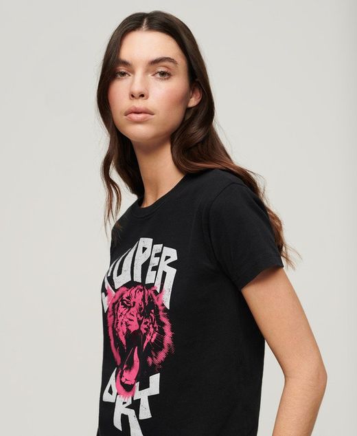 Camiseta m/c con print branding Superdry Jet Black