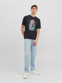 Camiseta m/c con print esqueleto monalisa Jack & Jones Black