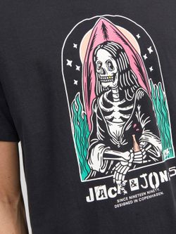 Camiseta m/c con print esqueleto monalisa Jack & Jones Black