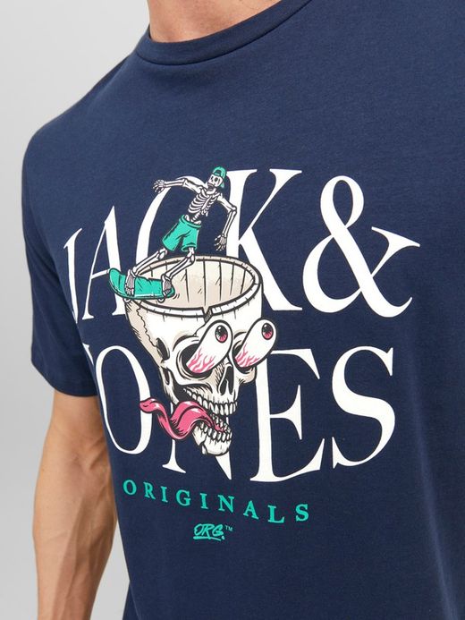 Camiseta m/c con print calavera Jack & Jones Navy