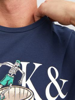 Camiseta m/c con print calavera Jack & Jones Navy