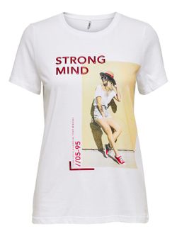 Camiseta m/c con print engomado Only Bright White 1