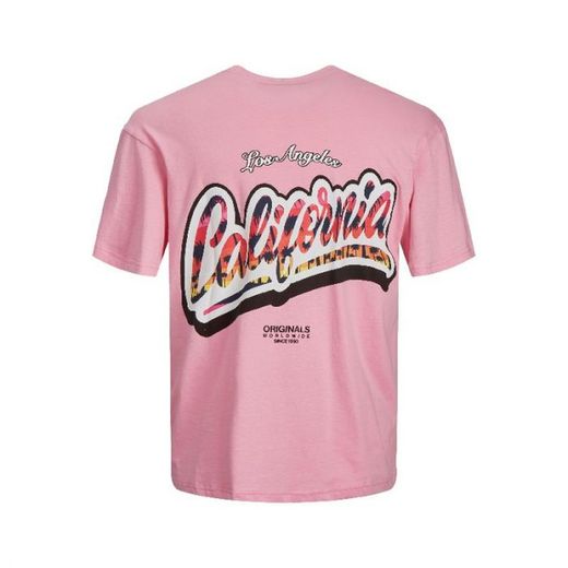 Camiseta m/c con print espalda Jack & Jones Pink