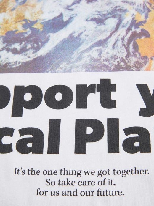 Camiseta m/c con print espalda planeta tierra & mensaje Jack & Jones Bright White