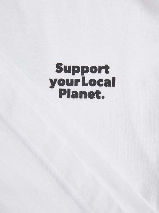 Camiseta m/c con print espalda planeta tierra & mensaje Jack & Jones Bright White