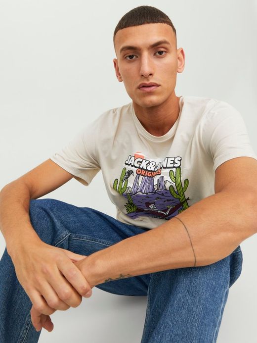 Camiseta m/c con print esqueleto hamaca Jack & Jones Moonbean