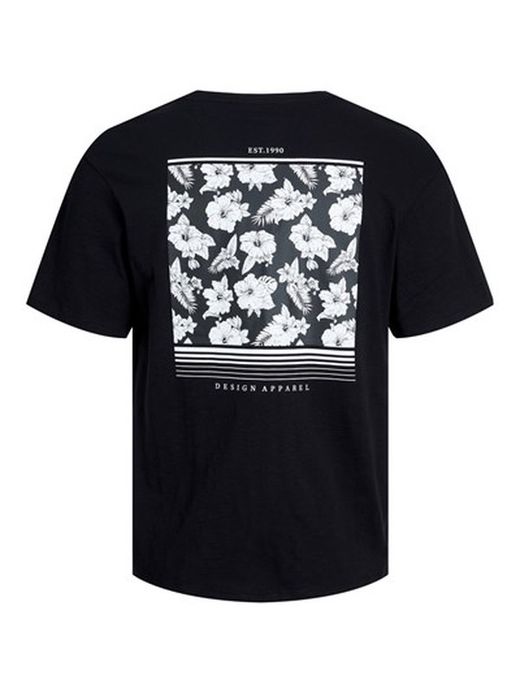 Camiseta m/c con print floral espalda Jack & Jones Black