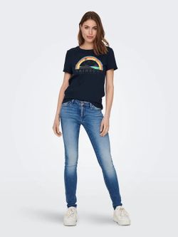 Camiseta m/c con print isla & arco iris Only Navy Blazer