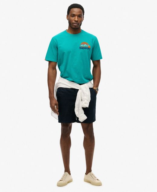 Camiseta m/c con print montañas y letras branding Superdry Blue Grass