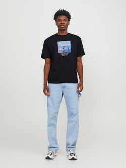 Camiseta m/c con print palmeras Jack & Jones Black
