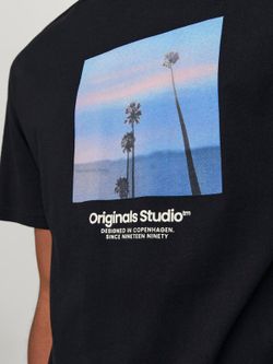 Camiseta m/c con print palmeras Jack & Jones Black