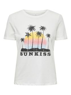 Camiseta m/c con print palmeras Only Cloud Dancer