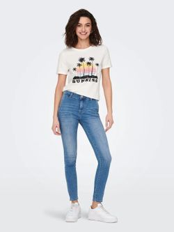 Camiseta m/c con print palmeras Only Cloud Dancer