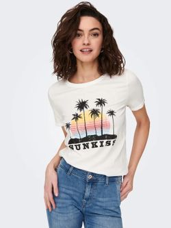 Camiseta m/c con print palmeras Only Cloud Dancer