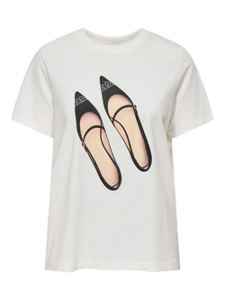 Camiseta m/c con print tacones Jdy White 1
