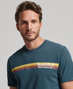 Camiseta m/c con raya multicolor Superdry Blue