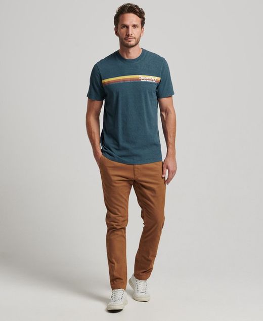 Camiseta m/c con raya multicolor Superdry Blue
