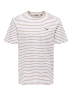Camiseta m/c con rayas finas Only & Sons Bright White
