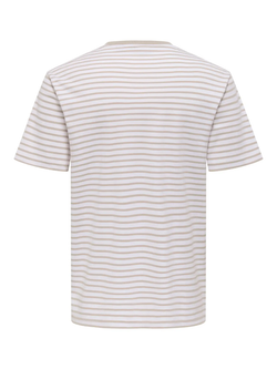 Camiseta m/c con rayas finas Only & Sons Bright White