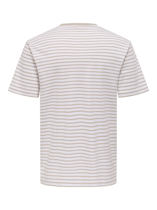 Camiseta m/c con rayas finas Only & Sons Bright White